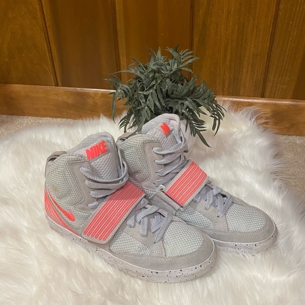 Nike Men's SkyStepper Strap Pure Platinum Atomic Red Basketball Shoes Sneakers 9